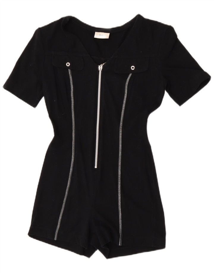 Macacão feminino Sisley de manga curta UK 12 médio preto algodão