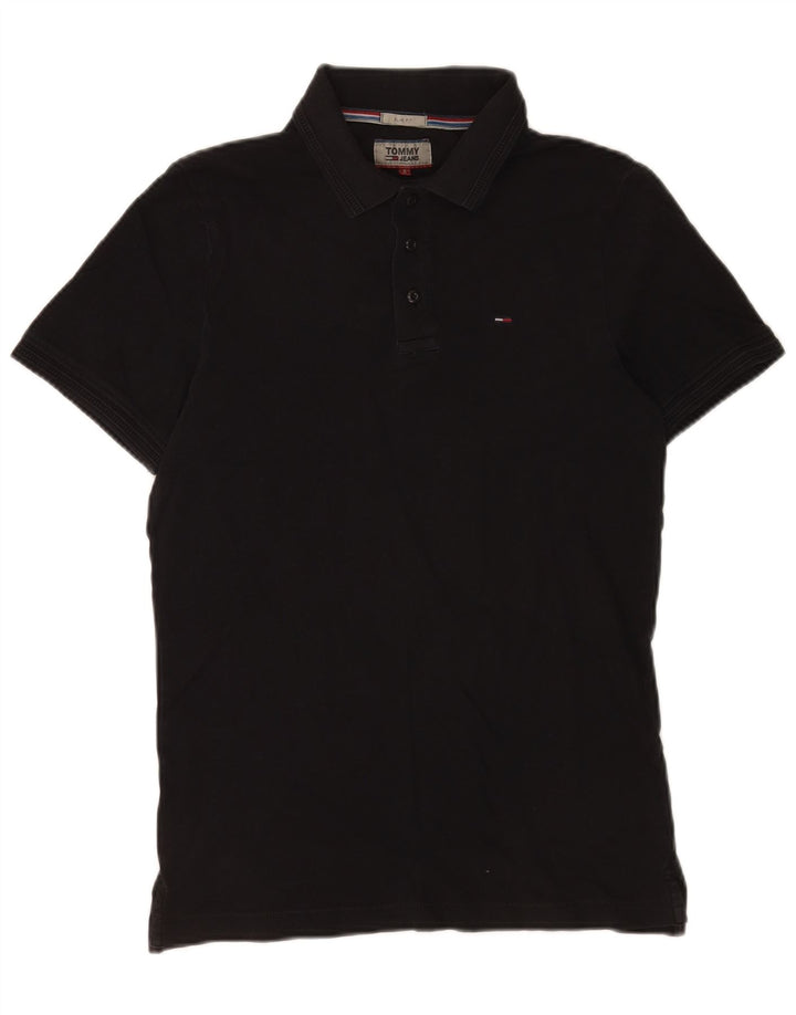 Camisa polo masculina Tommy Hilfiger Slim Fit pequena preta