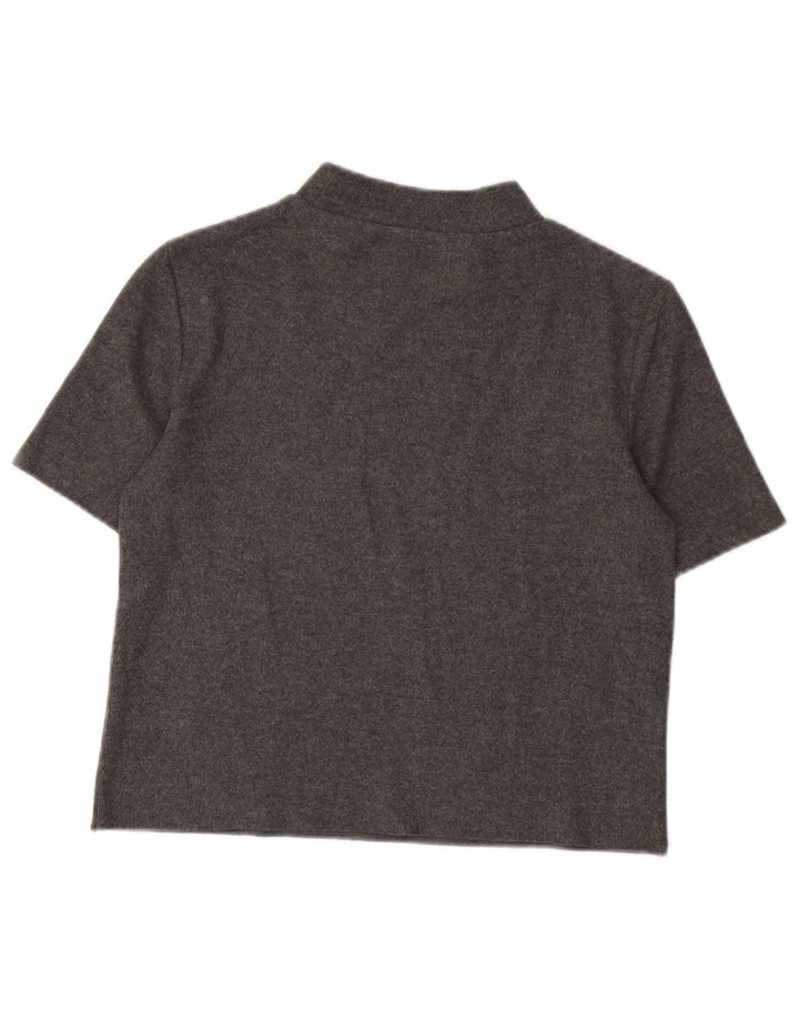 Zara Womens Crop T-Shirt Top UK 10 Pequeno Poliéster Cinza