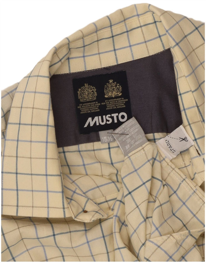 Camisa masculina Musto tamanho 15 1/2 algodão xadrez amarelo médio