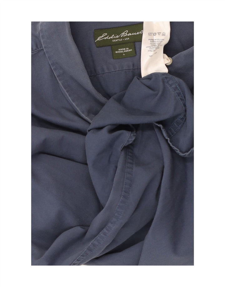 Eddie Bauer Camisa masculina de ajuste relaxado grande algodão azul