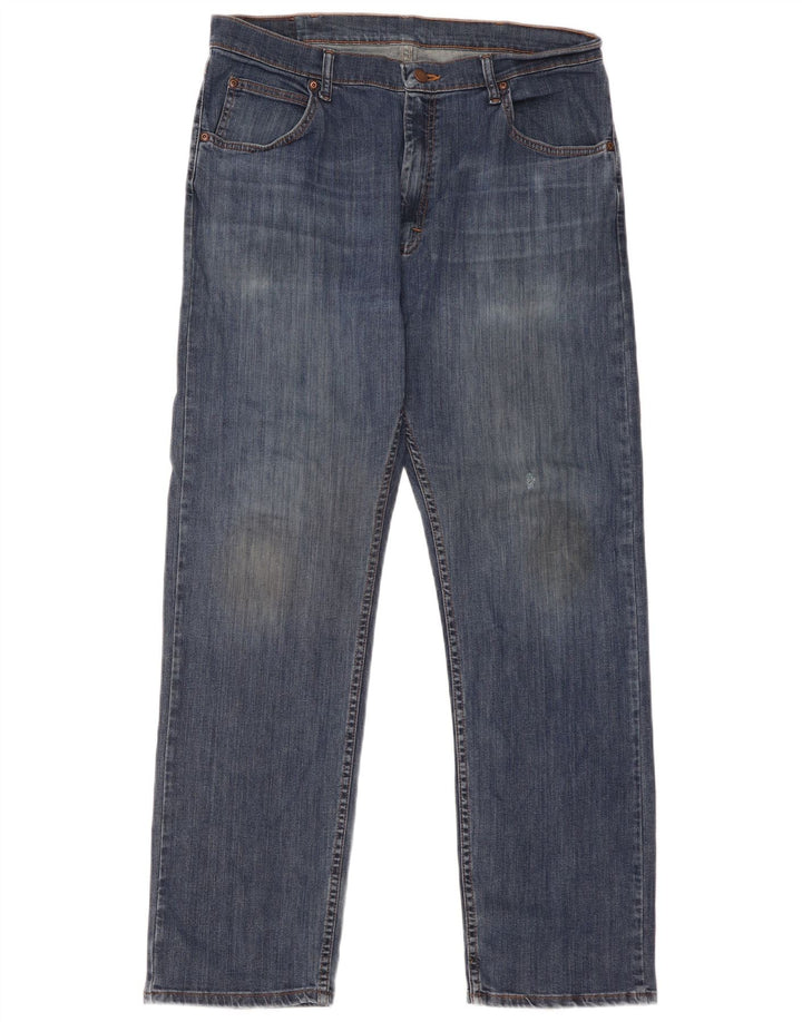 Wrangler Mens Straight Jeans W36 L32 Azul Algodão