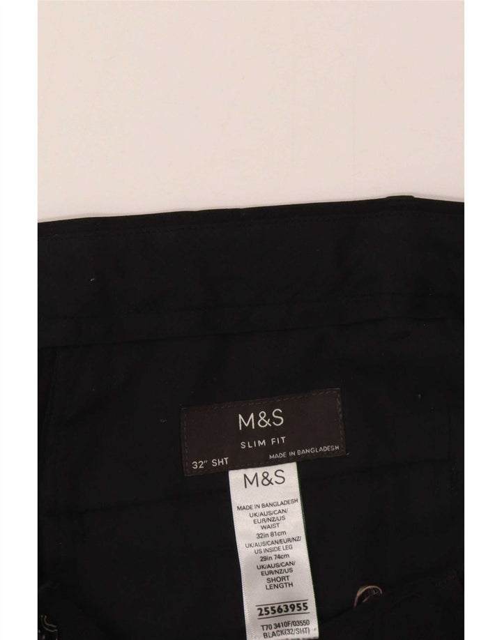 Calça Chino Masculina Slim Fit Marks & Spencer W32 L29 Poliéster Preto