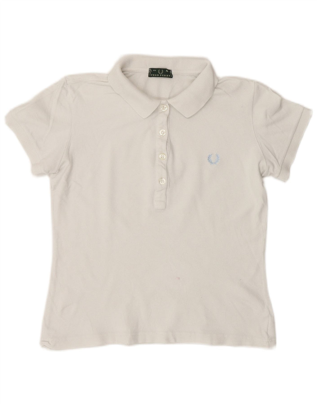 Camisa polo feminina Fred Perry UK 12 algodão branco médio