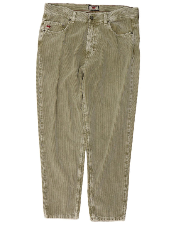 Calça masculina Carrera cropped de veludo cotelê W34 L26 algodão cáqui