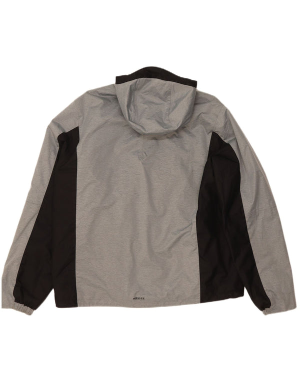 Jaqueta corta-vento masculina Decathlon com capuz UK 44 2XL cinza Colourblock