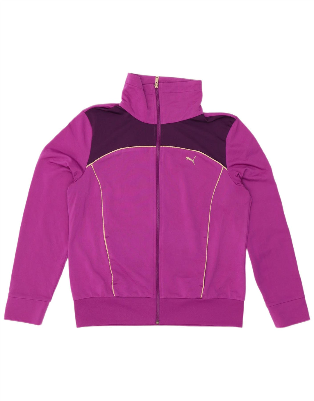 PUMA Womens Tracksuit Top Jacket UK 16 Grande Roxo Colourblock Poliéster