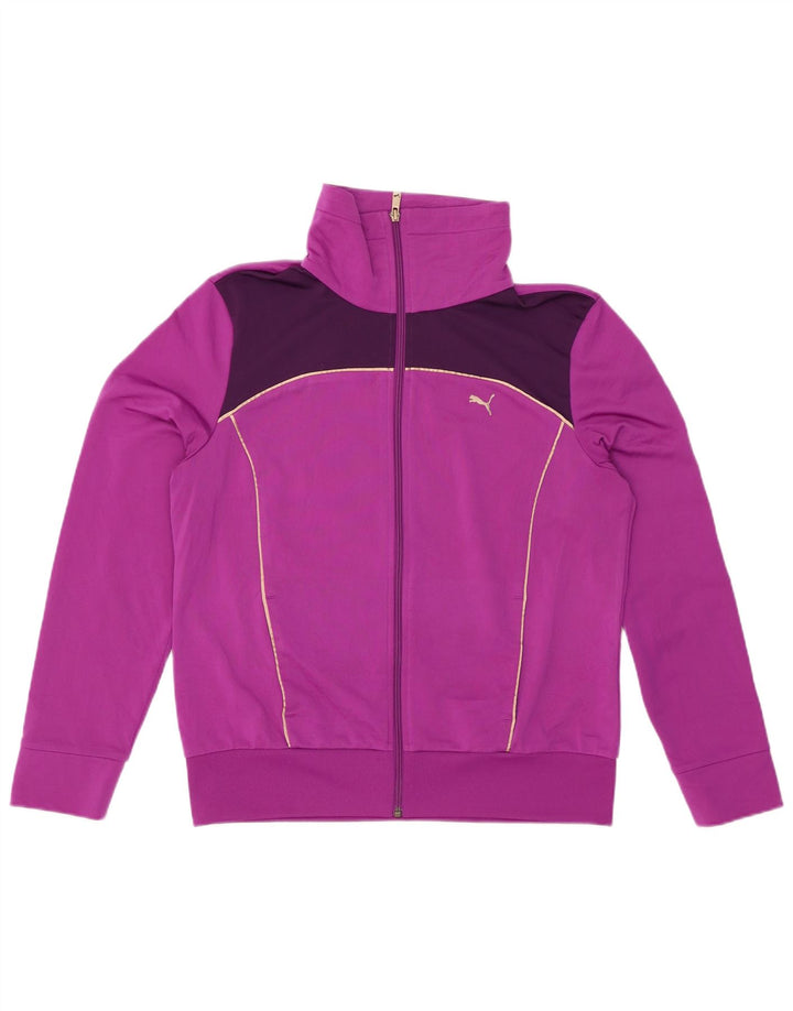 PUMA Womens Tracksuit Top Jacket UK 16 Grande Roxo Colourblock Poliéster