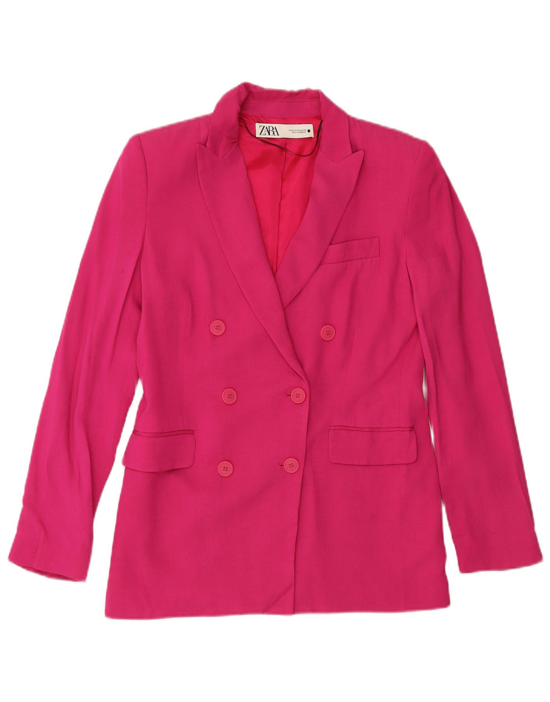 Jaqueta blazer feminina ZARA com ajuste solto e peito duplo Reino Unido 6 XS rosa viscose