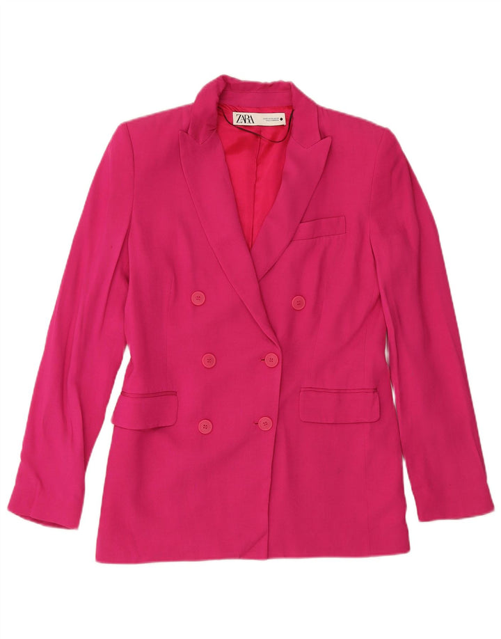 Jaqueta blazer feminina ZARA com ajuste solto e peito duplo Reino Unido 6 XS rosa viscose