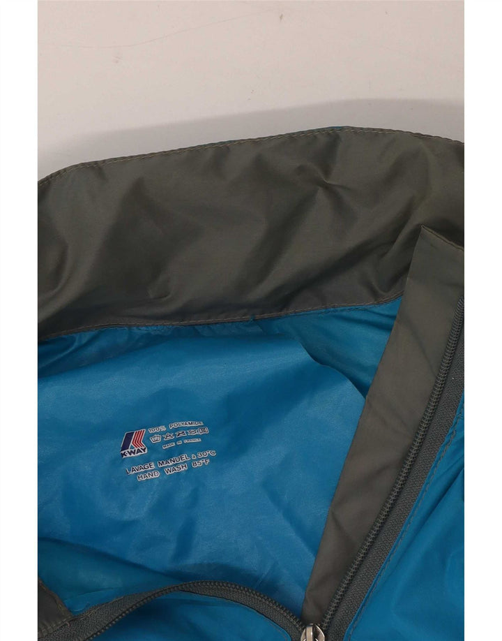 Jaqueta de chuva masculina K-Way UK 40 grande azul colorblock poliamida