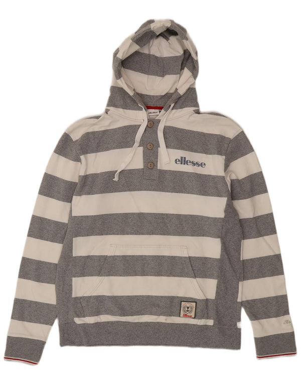 Suéter Ellesse feminino com capuz e gola redonda UK 20 2XL algodão listrado cinza