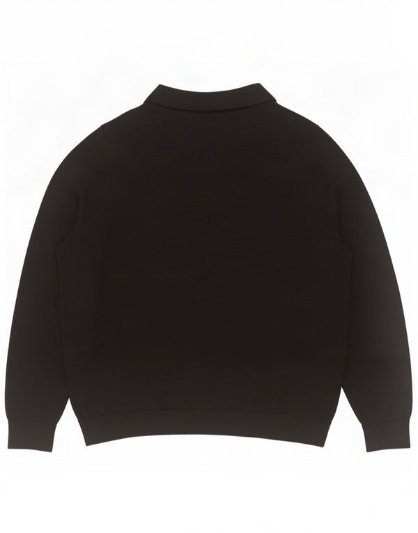 Suéter feminino Marks & Spencer com gola polo e gola polo Reino Unido 16 grande preto