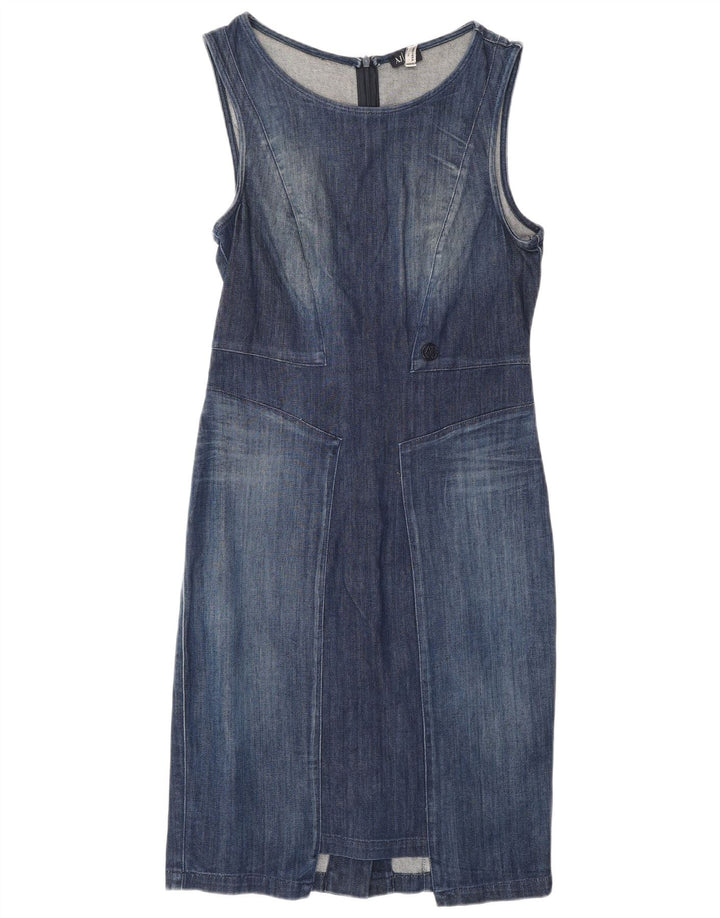 Vestido jeans feminino sem mangas Armani Jeans EUA 40 algodão azul pequeno