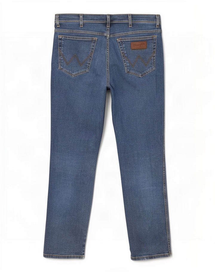 Wrangler Masculino Texas Stretch Slim Jeans W38 L34 Azul Algodão