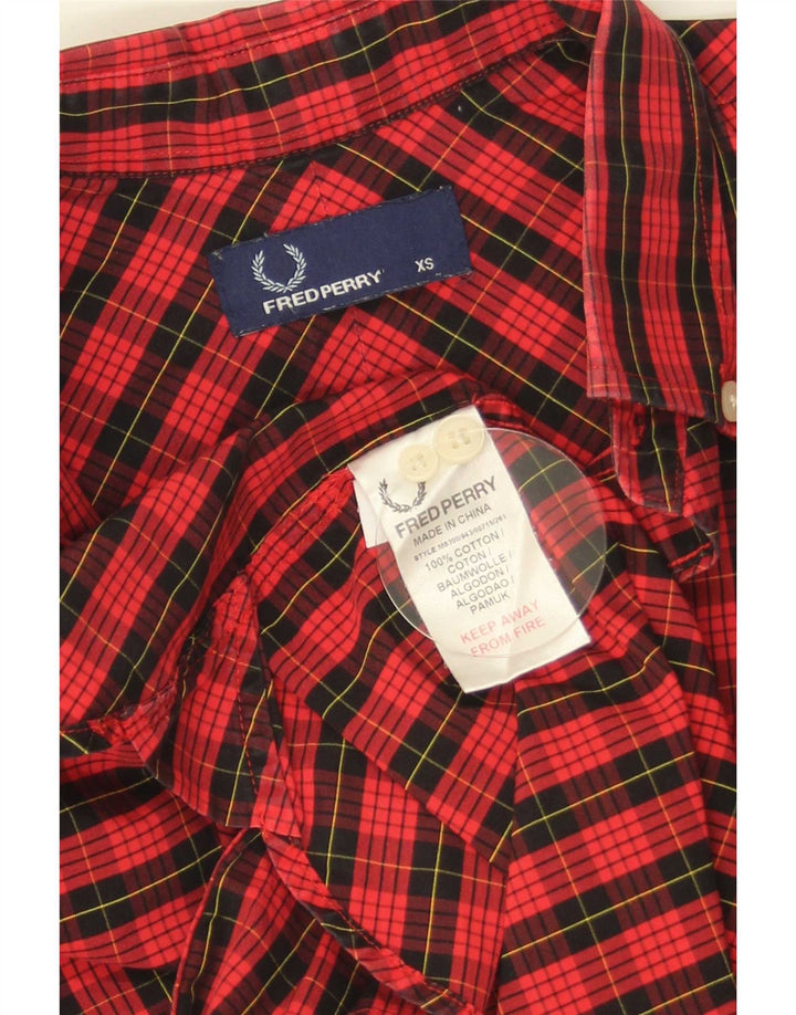 Camisa masculina Fred Perry XS de algodão xadrez vermelho