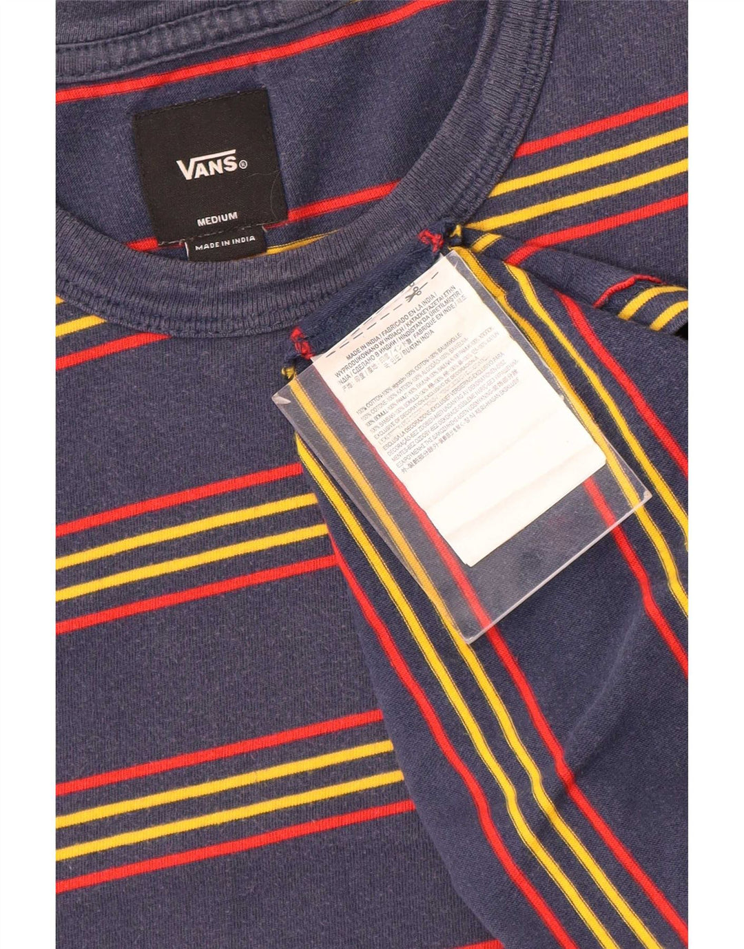 Vans Camiseta Masculina Top Médio Azul Marinho Listrado Algodão