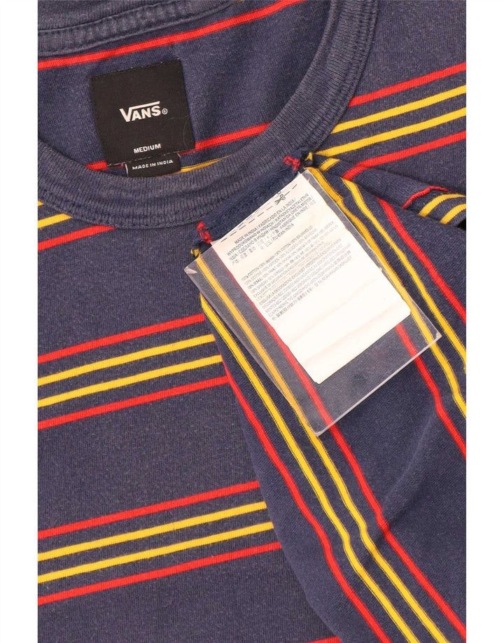 Vans Camiseta Masculina Top Médio Azul Marinho Listrado Algodão