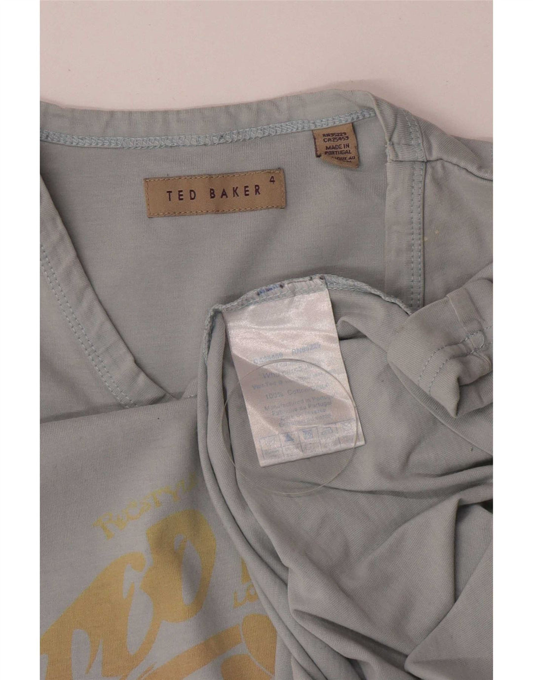 Camiseta gráfica masculina Ted Baker tamanho superior 4 grande algodão azul