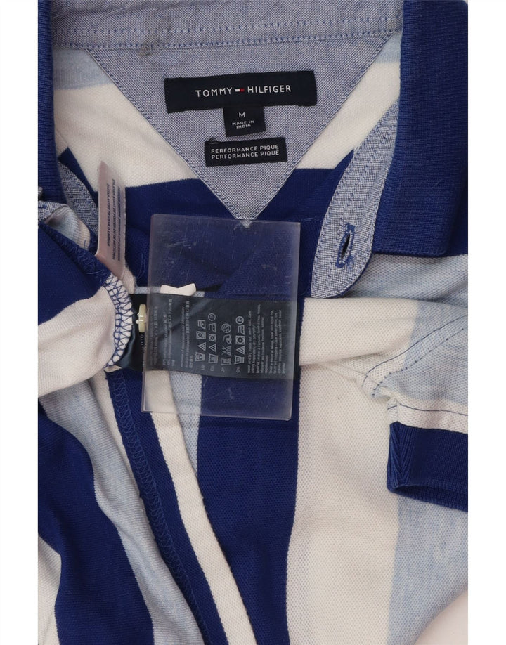 Camisa polo masculina TOMMY HILFIGER algodão listrado azul médio