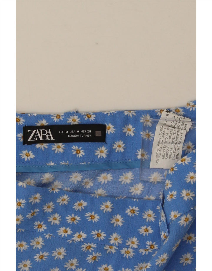 Zara Mini saia feminina média W28 azul floral viscose