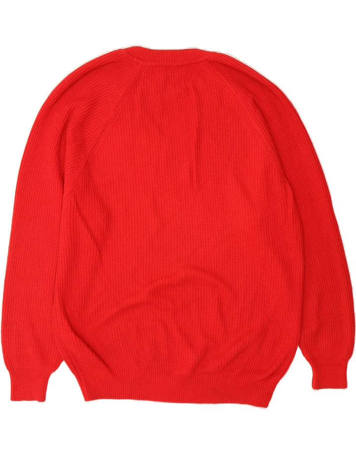VINTAGE Mens V-Neck Jumper Sweater Medium Red Vintage Vintage and Second-Hand Vintage from Messina Hembry 