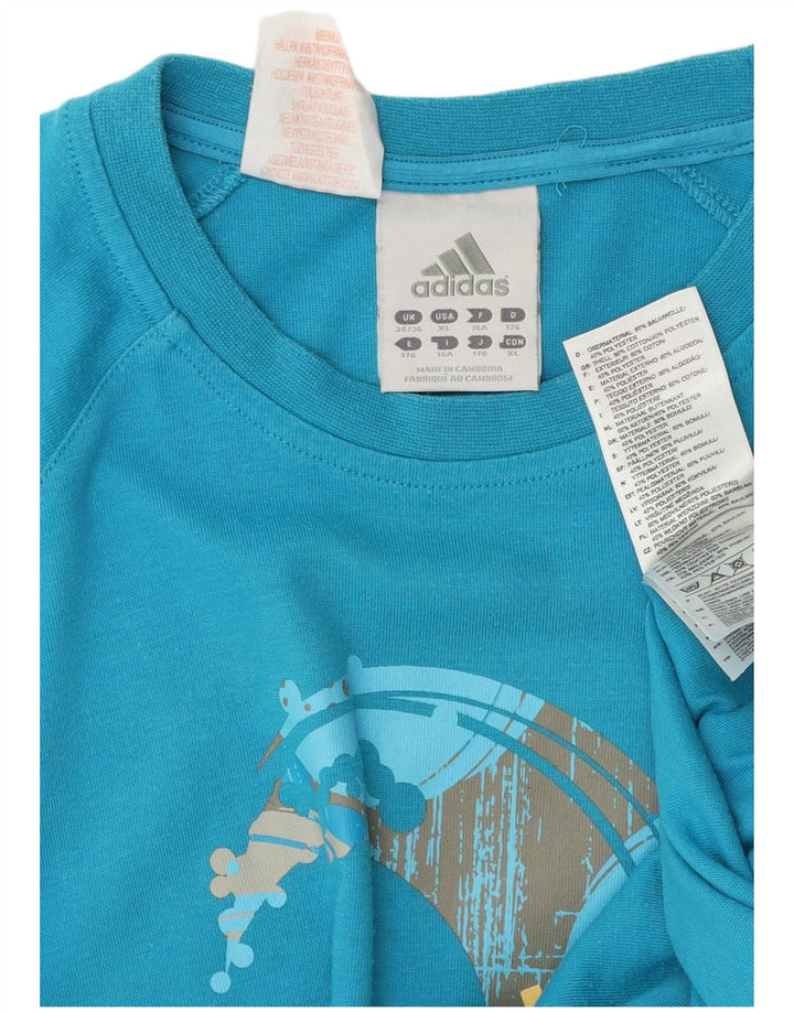 Camiseta Adidas Menino Graphic 15-16 Anos Azul Poliéster