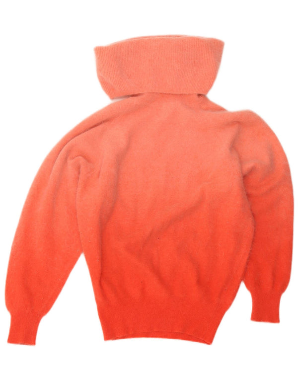 Suéter feminino vintage com gola redonda UK 6 XS laranja colorblock