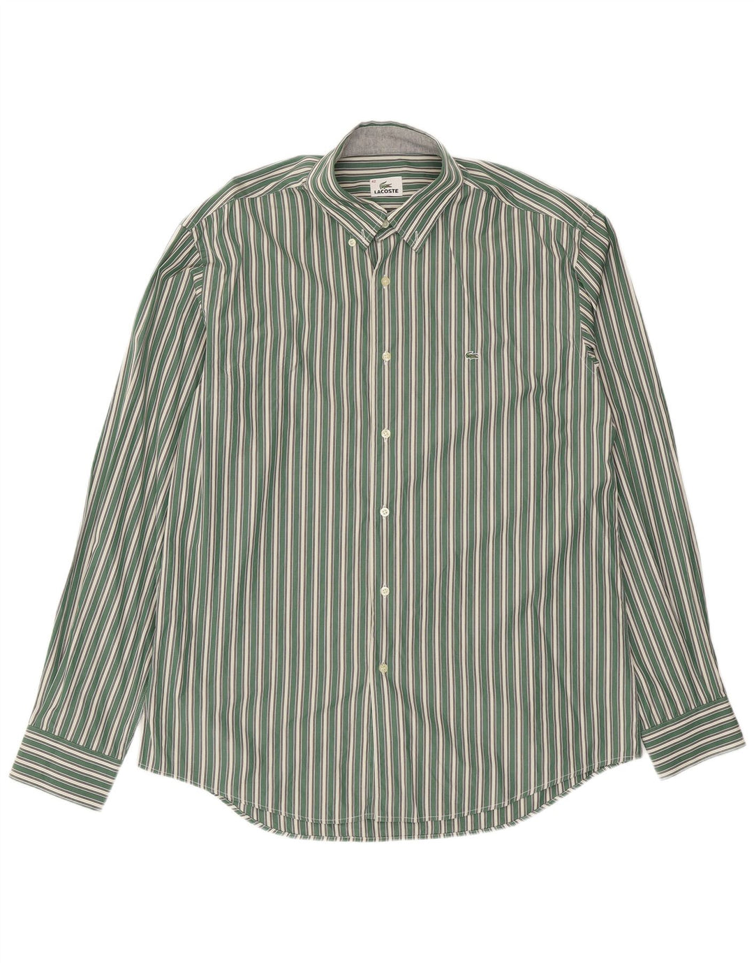 Camisa masculina Lacoste tamanho 42 listrado verde grande