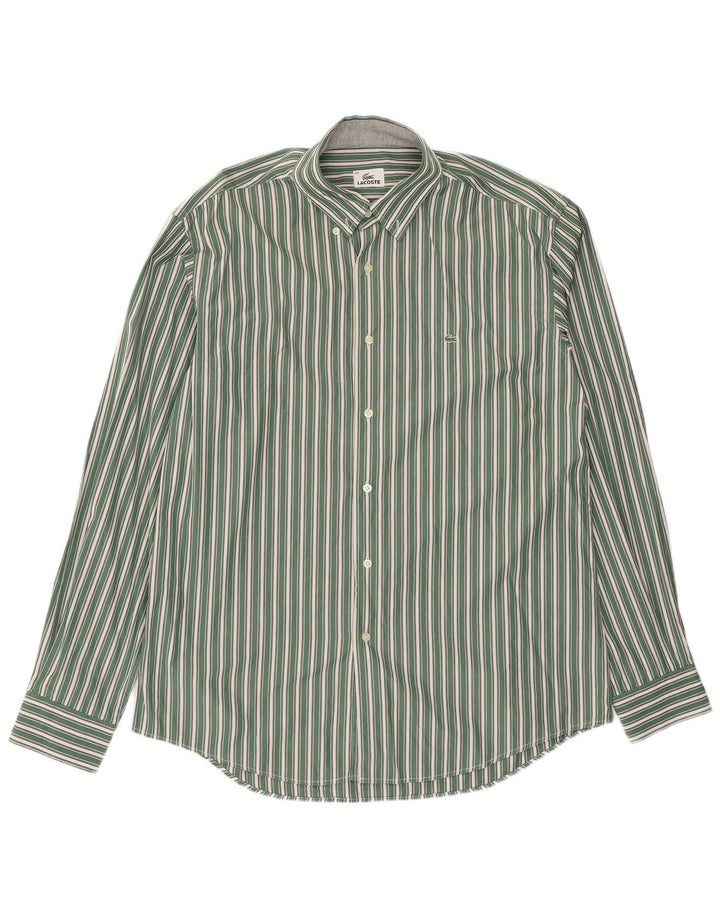 Camisa masculina Lacoste tamanho 42 listrado verde grande