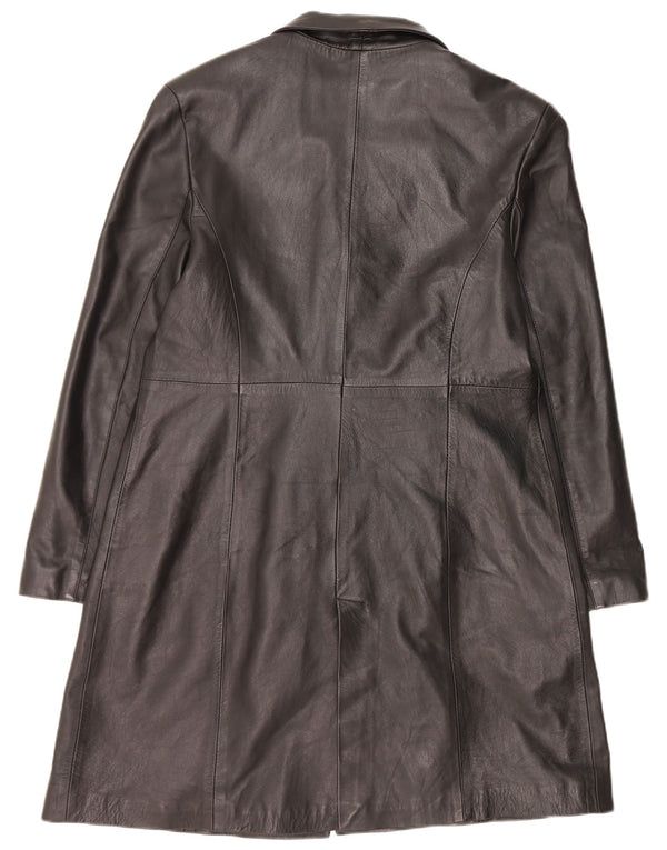 Casaco de couro feminino vintage UK 14 médio preto