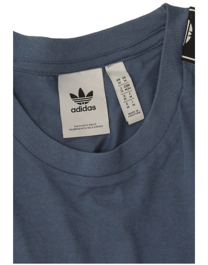 Adidas Mens Graphic T-Shirt Top Médio Azul Colorblock Algodão
