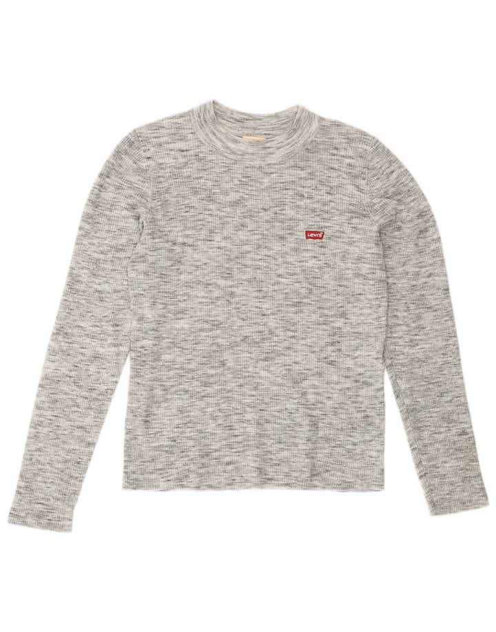Top feminino Levi's manga comprida UK 12 cinza médio manchado