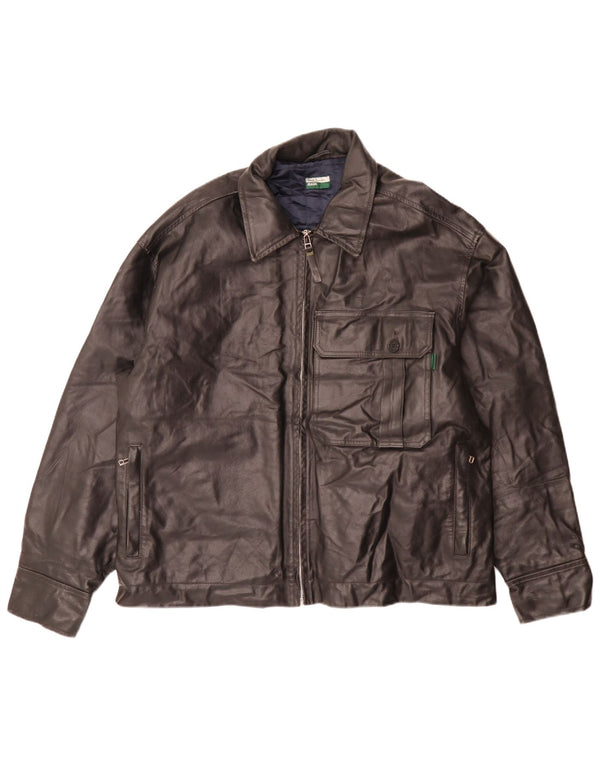 Jaqueta de couro masculina Paul Smith Reino Unido 42 XL preta