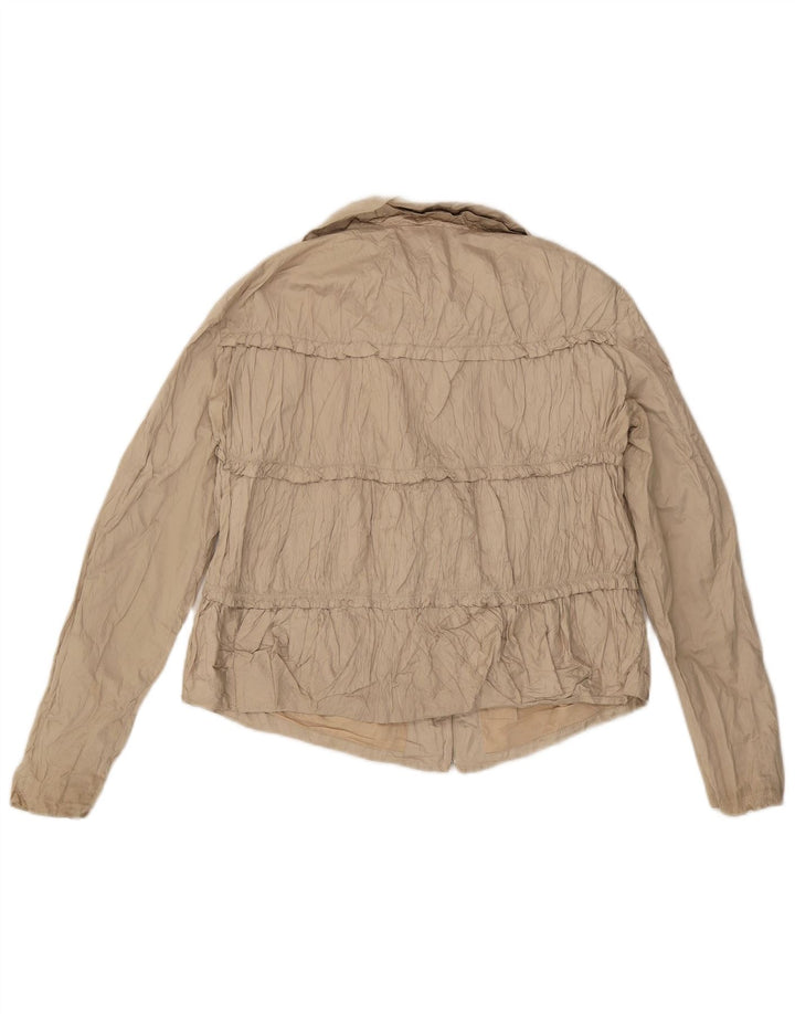 Zara Womens Crop Bomber Jacket UK 14 Grande Algodão Bege