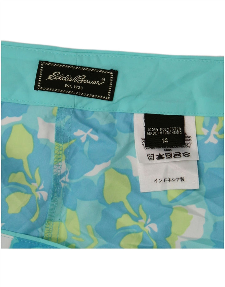 EDDIE BAUER Shorts de natação feminino US 14 XL azul floral poliéster