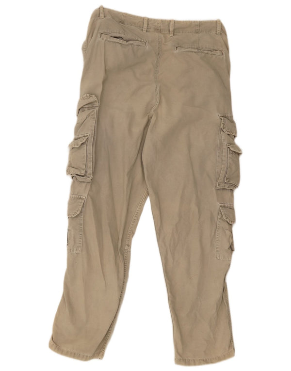 Calça cargo reta masculina Zara EU 42 grande W32 L30 algodão cáqui