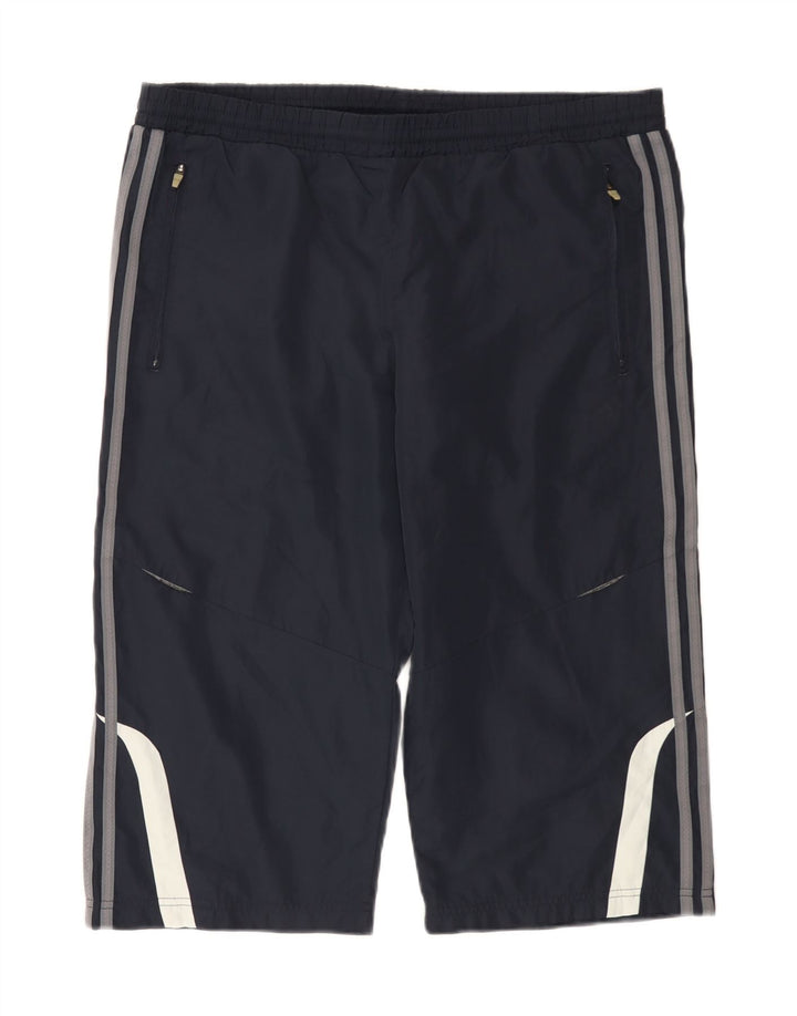 Adidas Mens Bermuda Sport Shorts Médio Azul Marinho Colorblock Poliéster