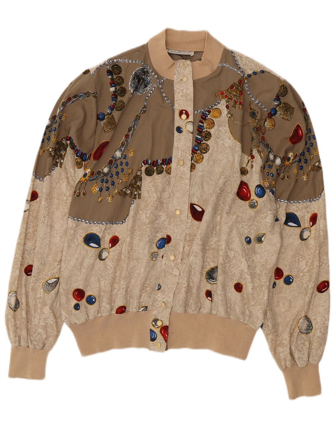 Jaqueta bomber feminina Marcello Cioni IT 50 XL bege colorblock
