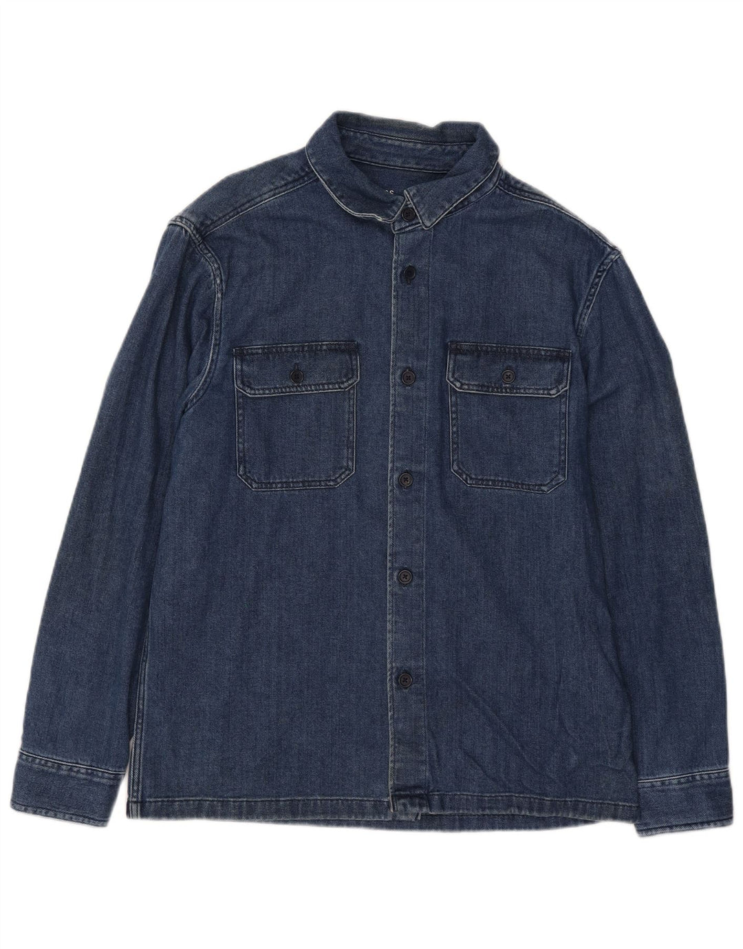 Camisa jeans masculina Marks & Spencer grande azul algodão clássico