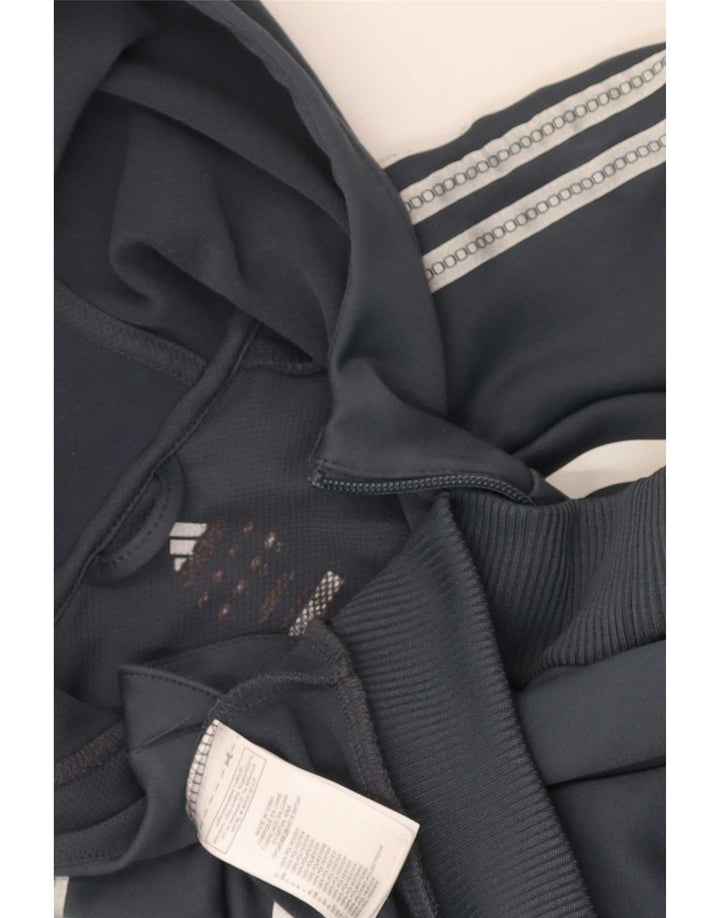 Suéter masculino Adidas Climalite Zip com capuz grande cinza colorblock poliéster