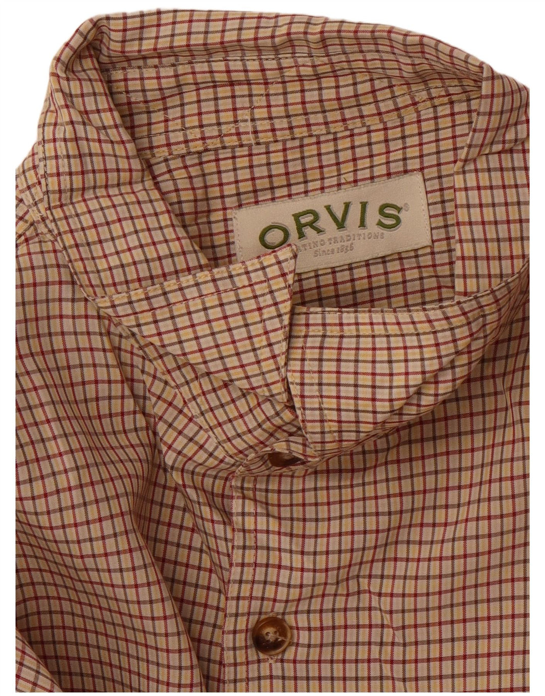 Camisa masculina Orvis XL xadrez bege