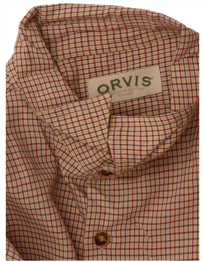 Camisa masculina Orvis XL xadrez bege