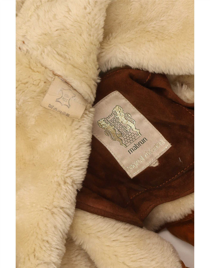 Sobretudo masculino Mabrun Shearling UK 40 grande bege shearling