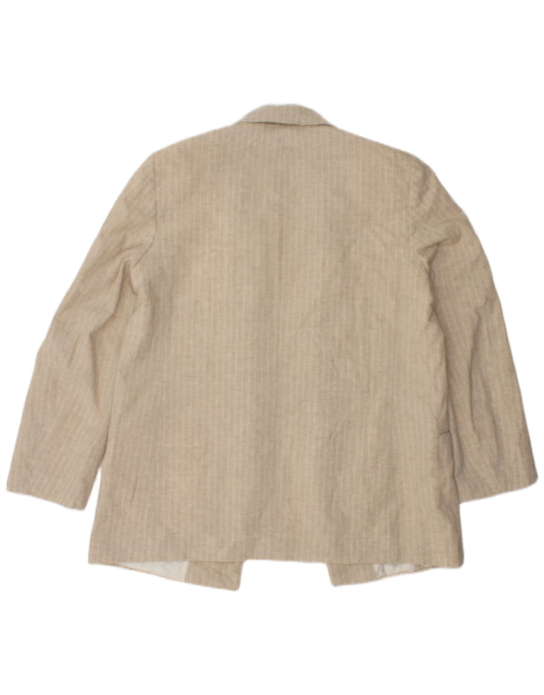 Jaqueta Zara Womens Open Blazer UK 16 Grande Bege Listrado