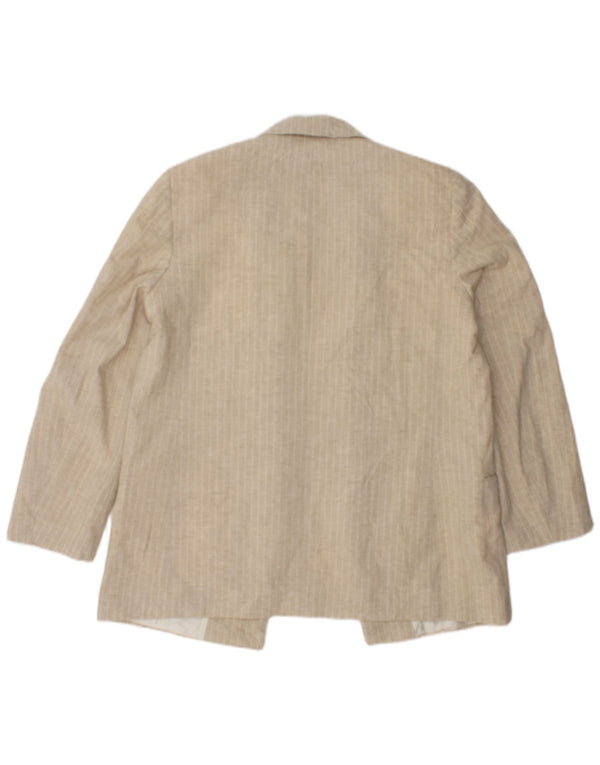 Jaqueta Zara Womens Open Blazer UK 16 Grande Bege Listrado