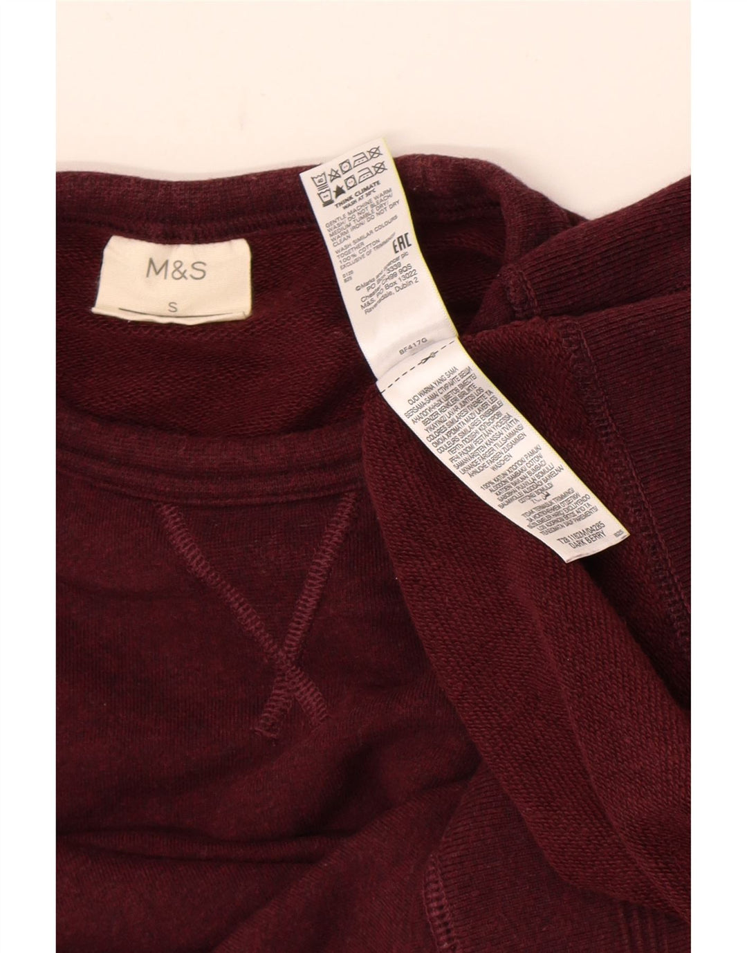 Suéter masculino Marks & Spencer pequeno algodão Borgonha