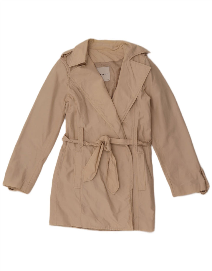 Zara Womens Short Trench Coat UK 10 Pequeno Algodão Bege