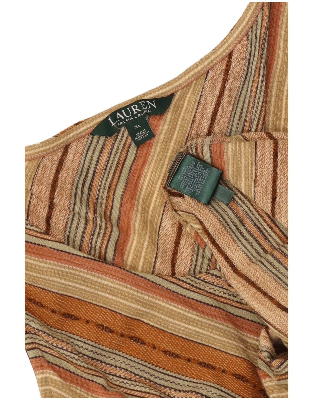 Vestido maxi feminino sem mangas RALPH LAUREN Reino Unido 18 XL listrado bege