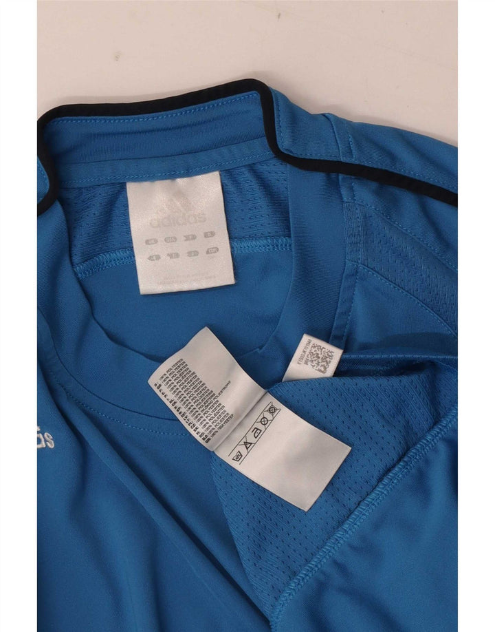 Adidas Mens Camiseta Top Pequeno Azul Colorblock Poliéster